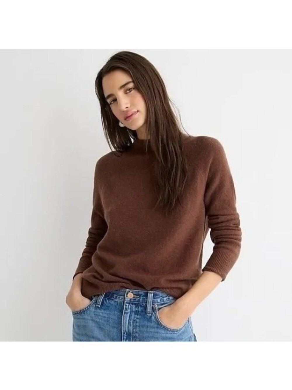 J Crew Rollneck brown sweater in Supersoft yarn merino wool & alpaca  size XXS